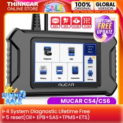 MUCAR CS4/CS6 OBD2 Car Diagnostic scanner tools  ABS SRS Engine TCM 4 System Oil SAS EPB TPMS ETS 5 Reset lifetime free update