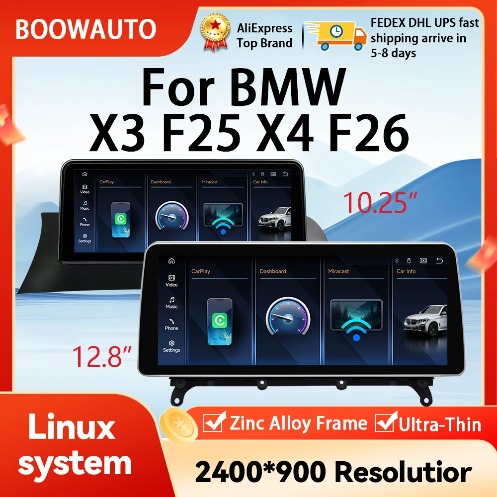 2400*900 screen Linux Touch Screen Wireless Carplay Android Auto Car Multimedia Player Display For BMW X3 X4 F25 F26 CIC NBT EVO