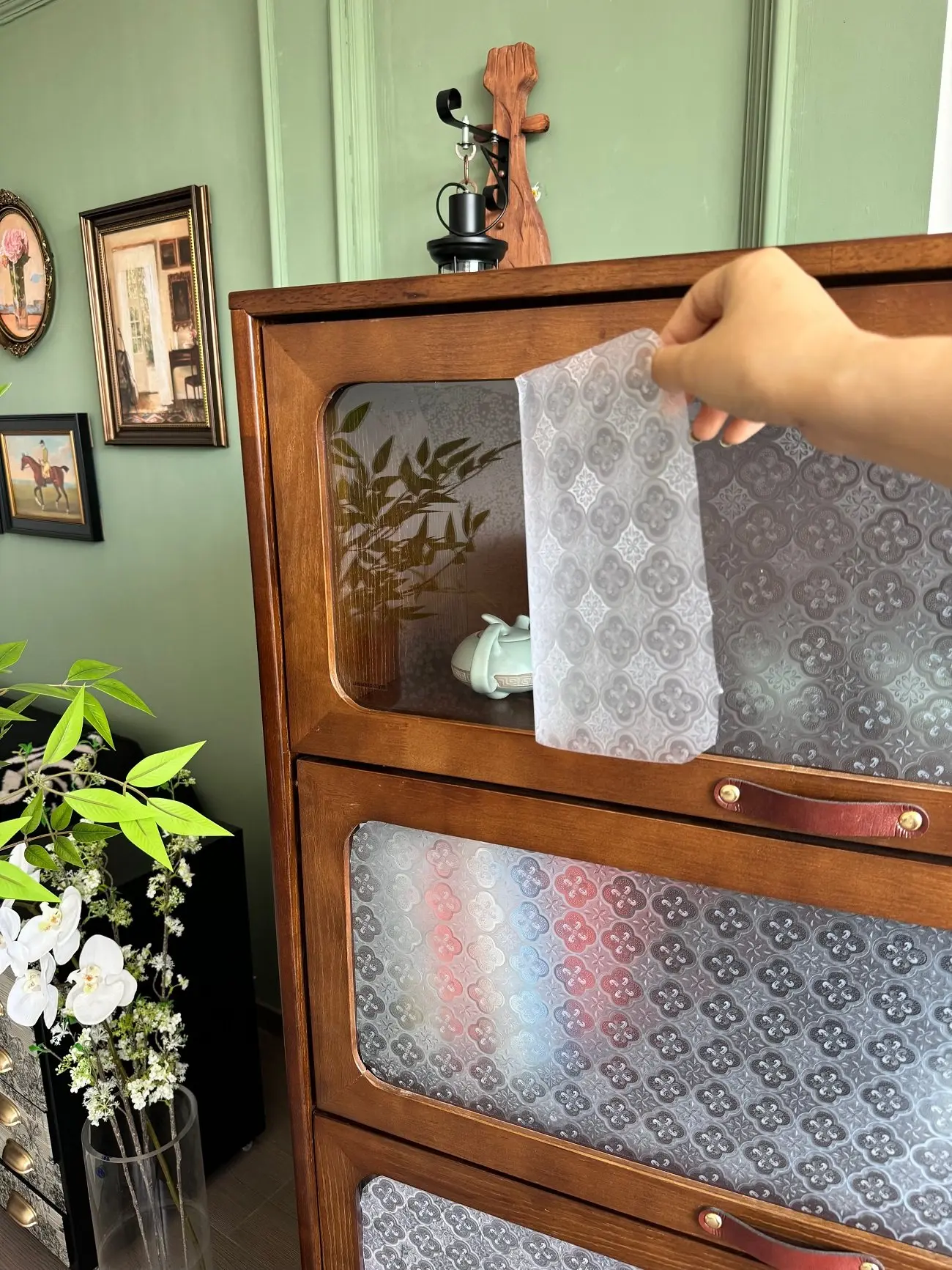 As Realistic As Haitang Glass So Beautiful Vintage PVC Glass Stickers with Plants and Flowers Design