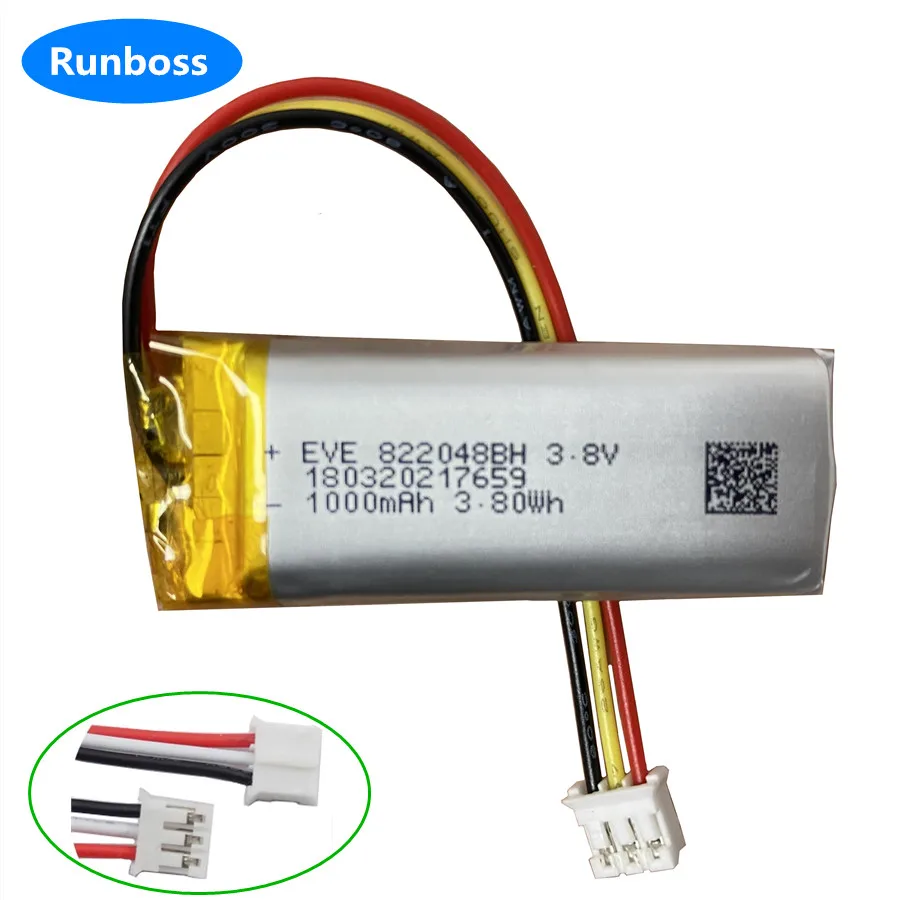 

1-2PCS New 1000mAh 822048 JST 3Pin 2.0mm Polymer NTC Thermistor Replacement Li Lipo Battery For Roku Pro Voice Remote Controller