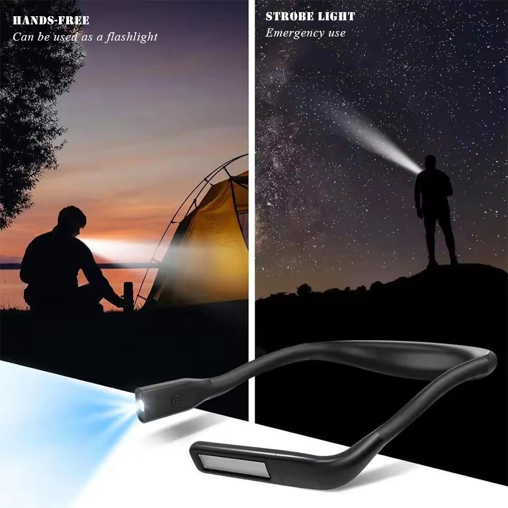 Flexible Rechargeable LED Neck Reading Light Bendable Hanging Portable Book Lamp for Camping Travel Home Decor Lighting