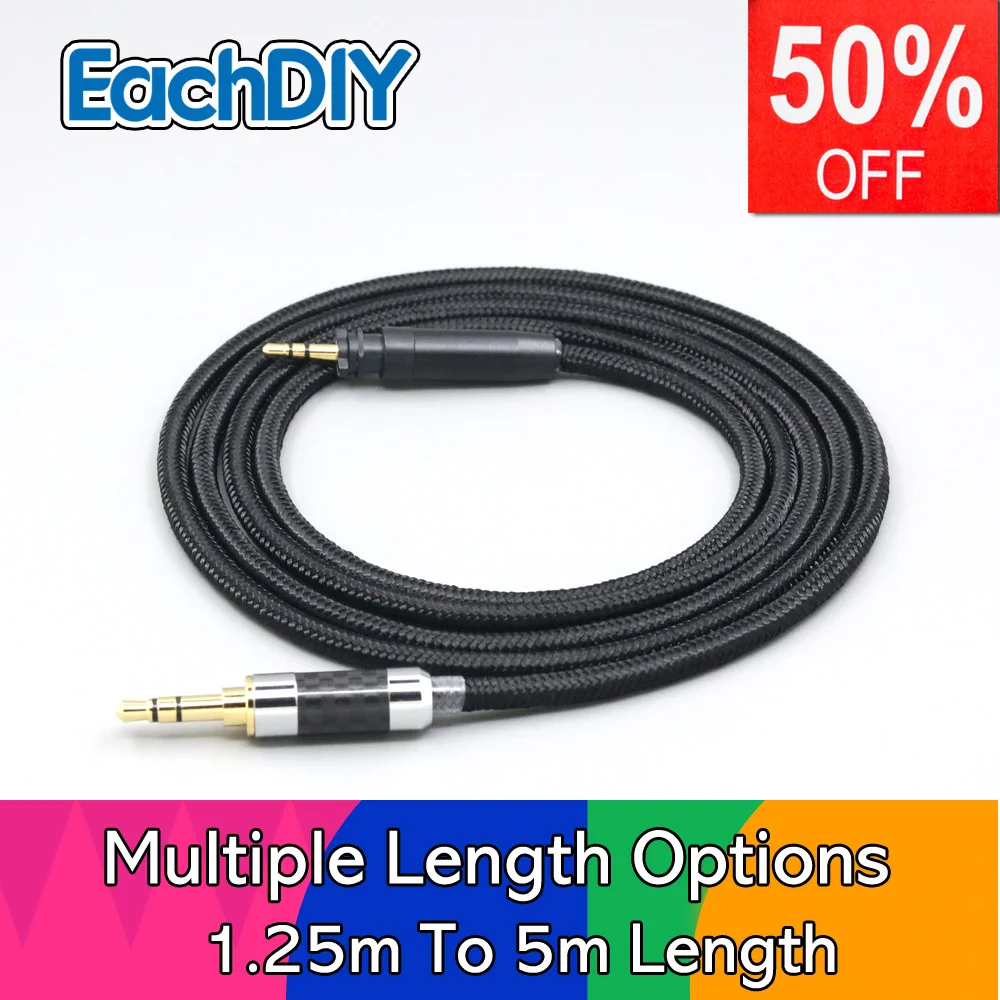 

Black Super Soft Headphone Nylon OFC Cable For Shure SRH440A SRH840A Headphone Earphone LN008471