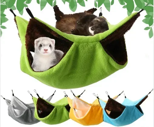 Pet Double-layer Plush  Hammock Warm Hamster Hanging Bed  Ferret Hanging Bed for Cat Rodents Hammock for Hamster Pets Supplies