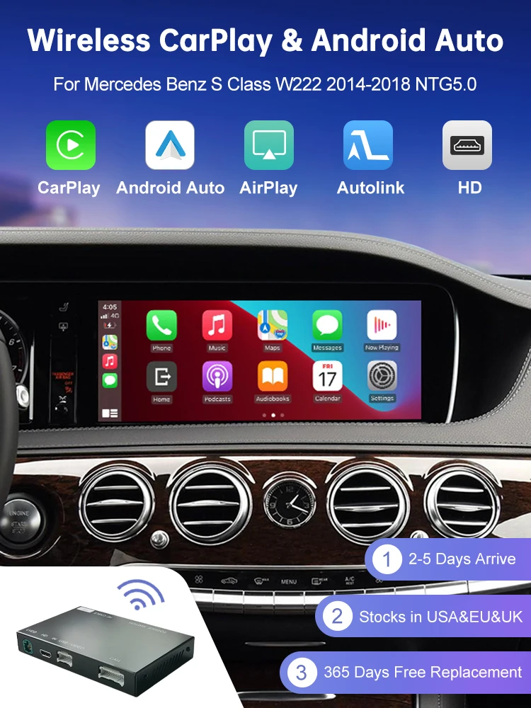Kabelloses Carplay für Mercedes Benz Klasse W222 2012-2016 ntg 2014 mit Android Auto Mirror Link Airplay USB-Kamera Auto spielen