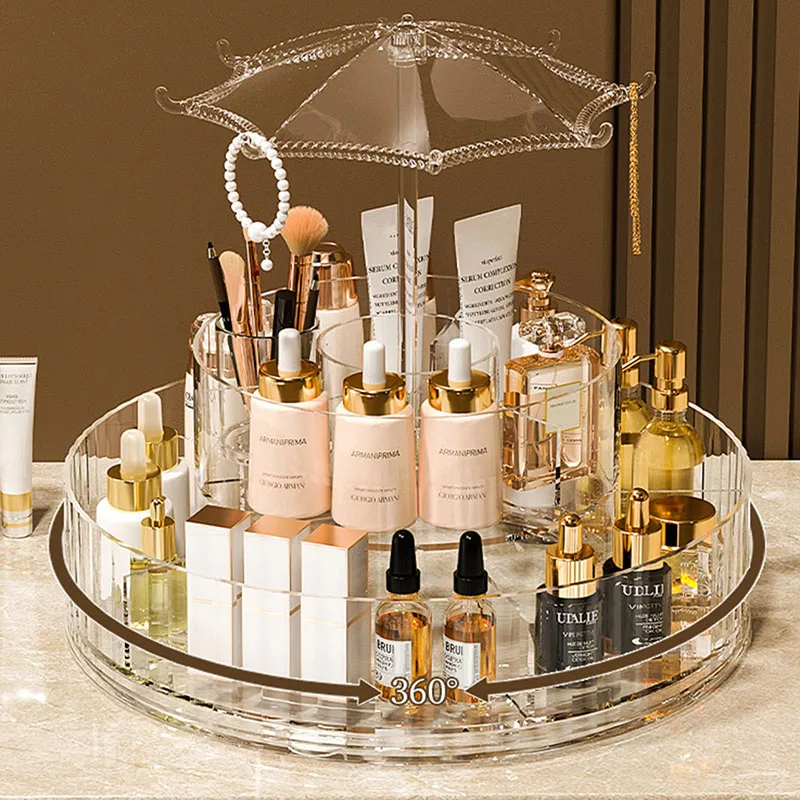 Makeup Organizers 360 Rotating Cosmetic Storage Box Display Shelf Skincare Storage Case Of Bathroom Home Organizer holder