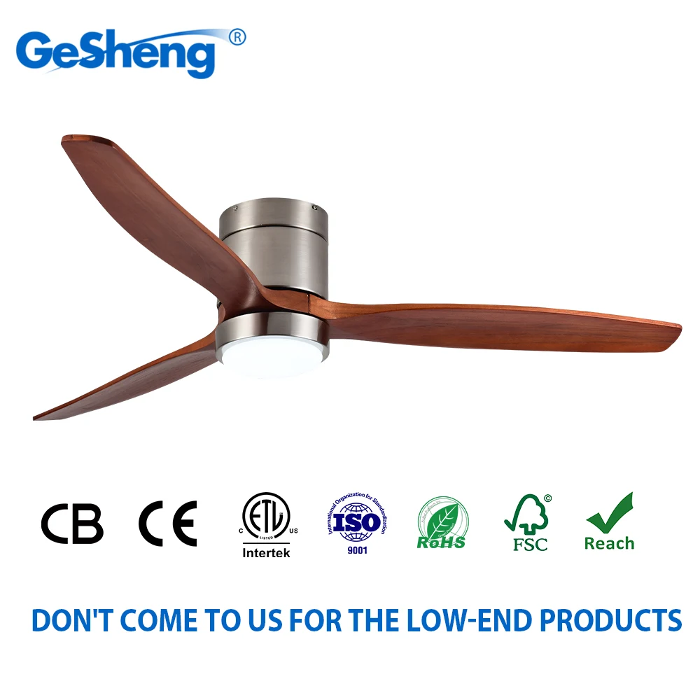 Hot Selling Wooden 52 60 Inch Modern 3 Leaf Intelligent Bldc Remote Control LED Decorative Ceiling Fan with Light