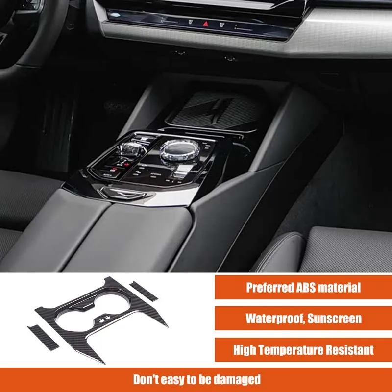 Center Console Cup Holder Panel Trim Sticker Cup Holder Frame Protective Cover Car Accessories For BMW 5 Series G60 2024-2026