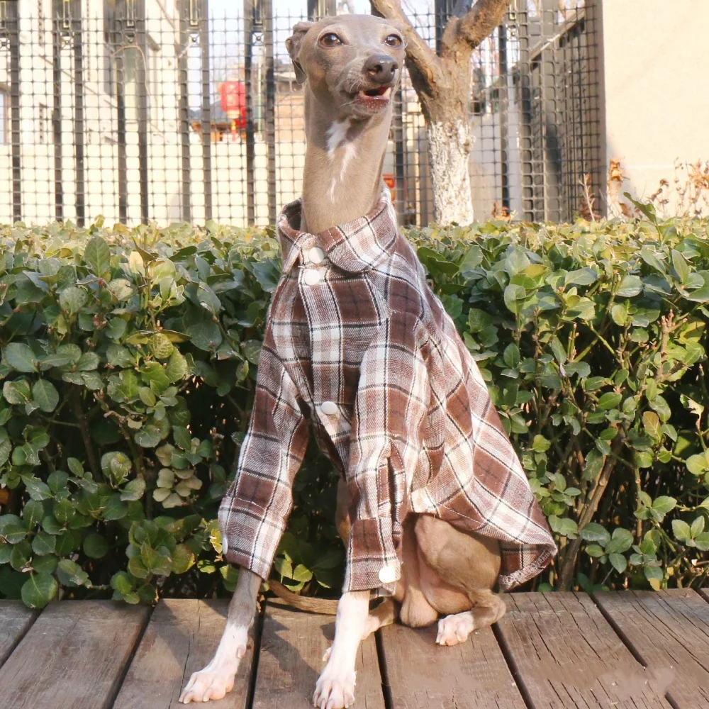 

Green Cotton Long Sleeves Spring Coat for Mid Dogs Soft Coffee Plaid Shirt for Italian Greyhound Whippet Red Jacket in Autumn