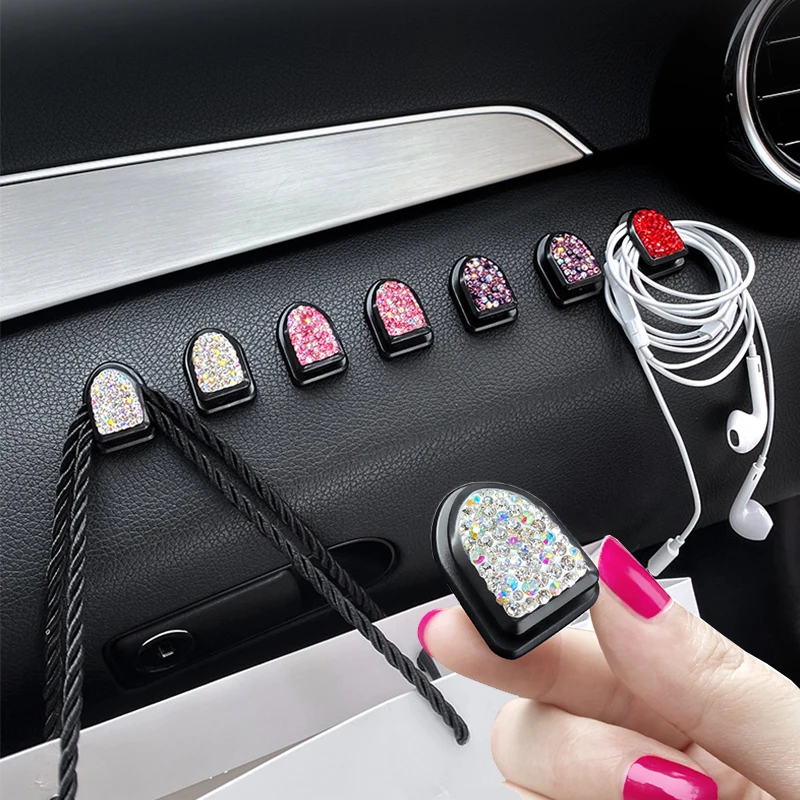 Автомобильный крючок, скрытый Алмазный крючок, мини-крючок для крепления на автомобиле, клейкий тип, детали интерьера, аксессуары для украшения, не стесняйтесь наклеивать