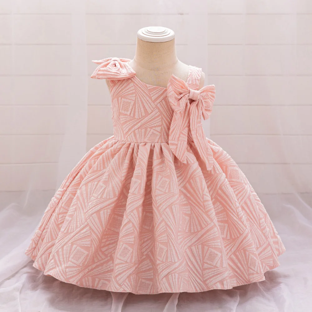 

Pink Baby Girl Clothes Pageant 1st Birthday Dress For Kids Bow Wedding Princess Ceremony Baptism Party Gown Costume Vestidos