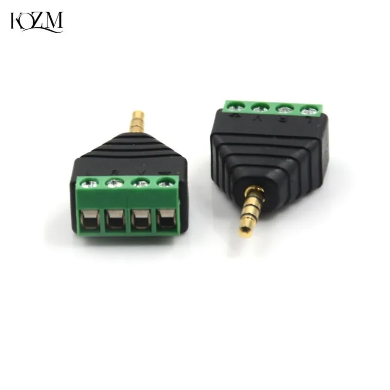 3.5 Mm Male 4 Pin Terminal Block Plug Connector Video AV Balun 3.5mm 4 Pole Stereo Male To AV Screw Terminal Stereo Jack