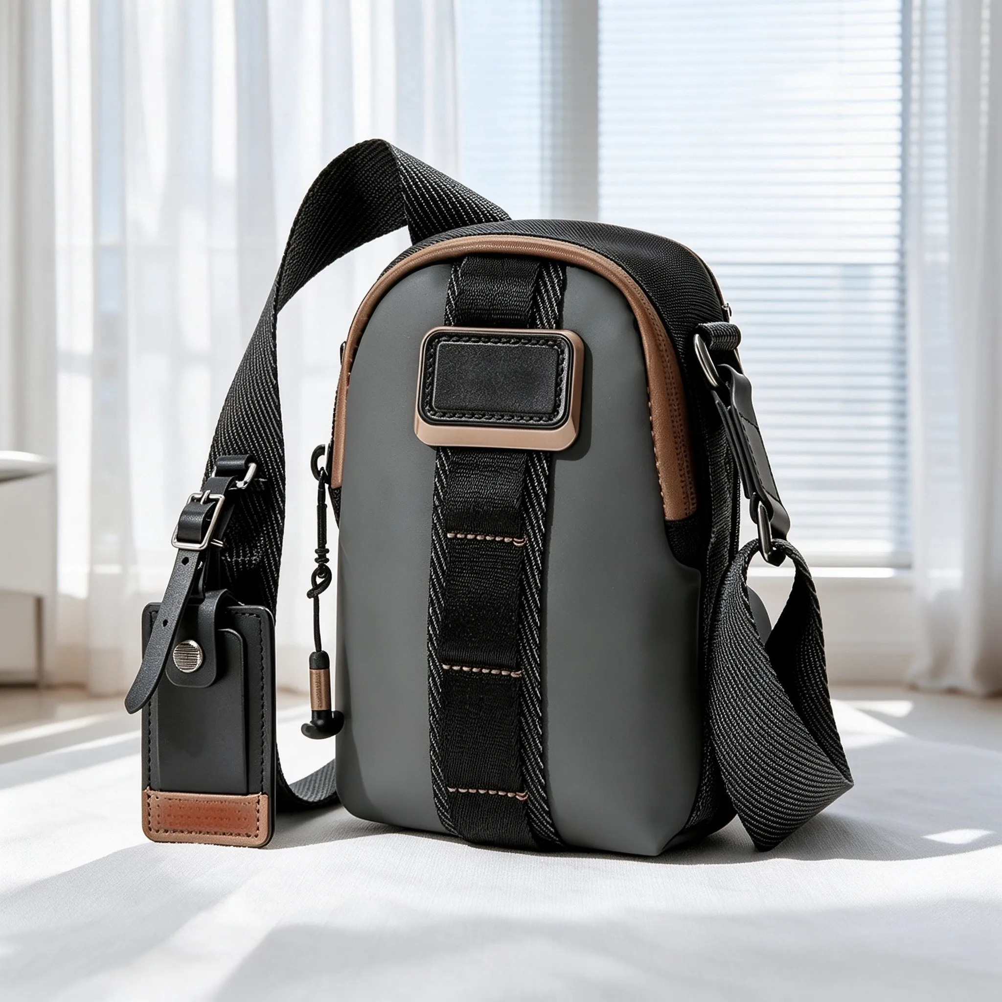 Men’s Ballistic Nylon Chest Sling Bag, Portable Stylish Casual Crossbody Shoulder Bag for Travel view 3
