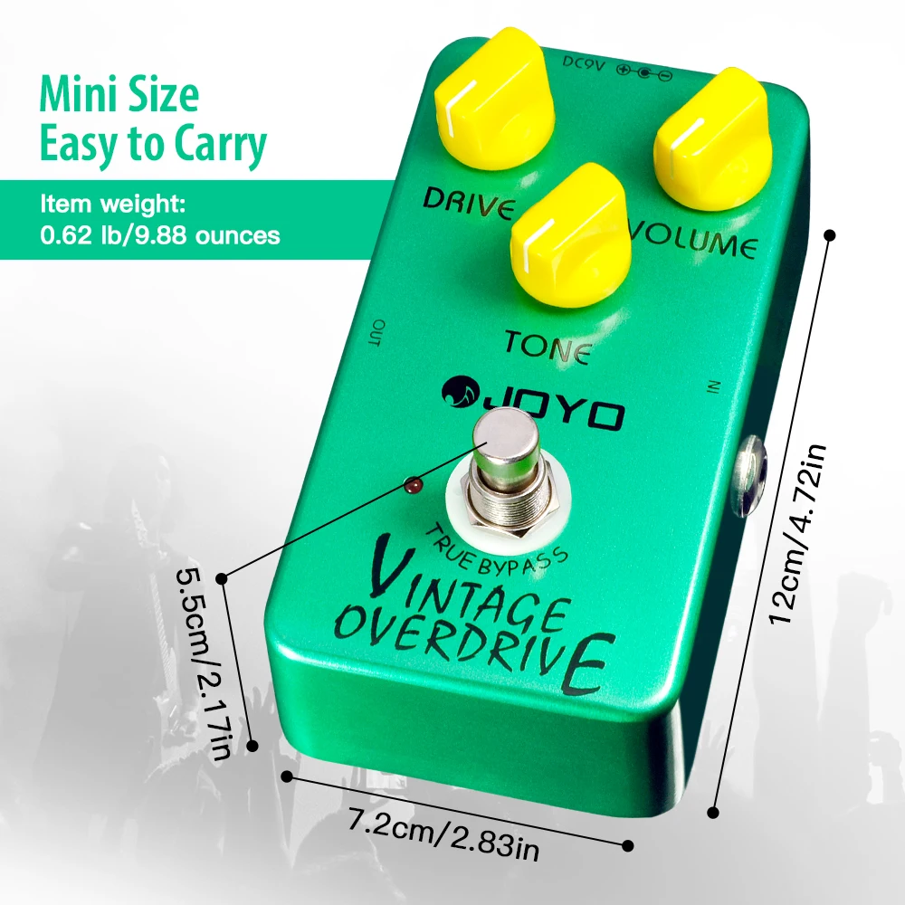 JOYO JF-01 Vintage Overdrive Guitar Pedal Producing Warm Mild Smooth Overtone Overdrive Pedal with Sustain Effect