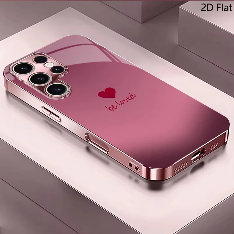 LOVE Flat For Samsung Galaxy S24 S25 S26Ultra S23 S22 S21PLUSFE A55 A54 A52 A35 A15 Phone Cover Shockproof Protective Back Cover