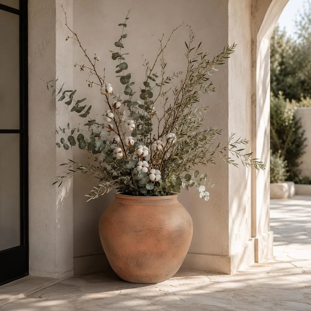 14x17in Fiberstone Planter Drainage Hole Indoor Outdoor Patio