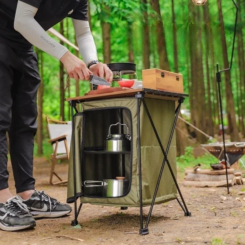 

Outdoor Camping Table Folding Storage Cabinet Portable Multifunctional Aluminum Alloy Table Cabinet Lightweight Storage Table