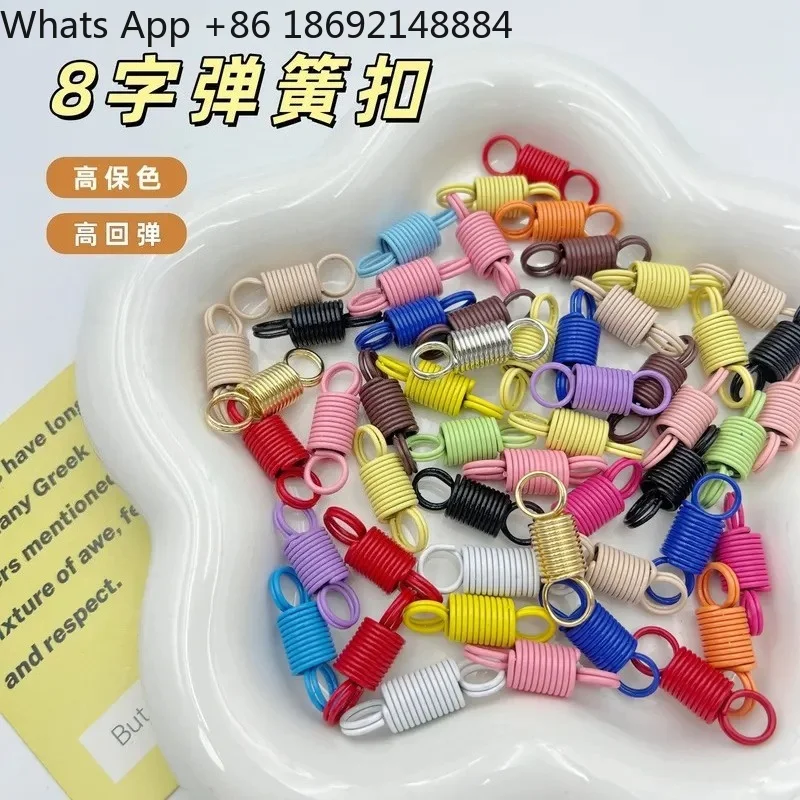 10PCS Painted Spiral Double-Ended Tension Spring Buckle Stretching 8-Character Double-Ring Connecting Buckle for DIY Keychain