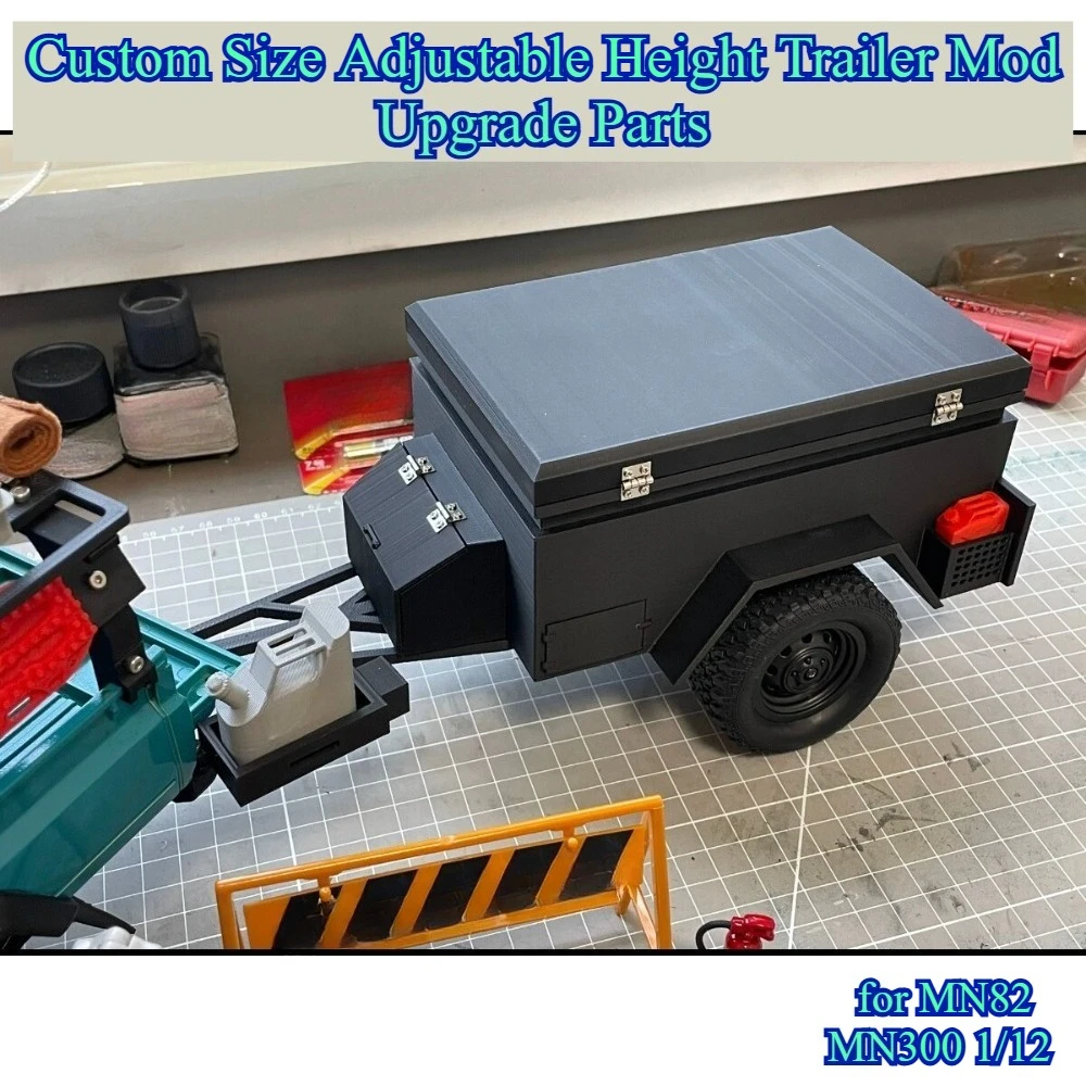 Custom Size Adjustable Height Trailer Mod Upgrade Parts for MN82 MN300 1/12 Openable Door RC Crawler Rear Model Towing Accessory