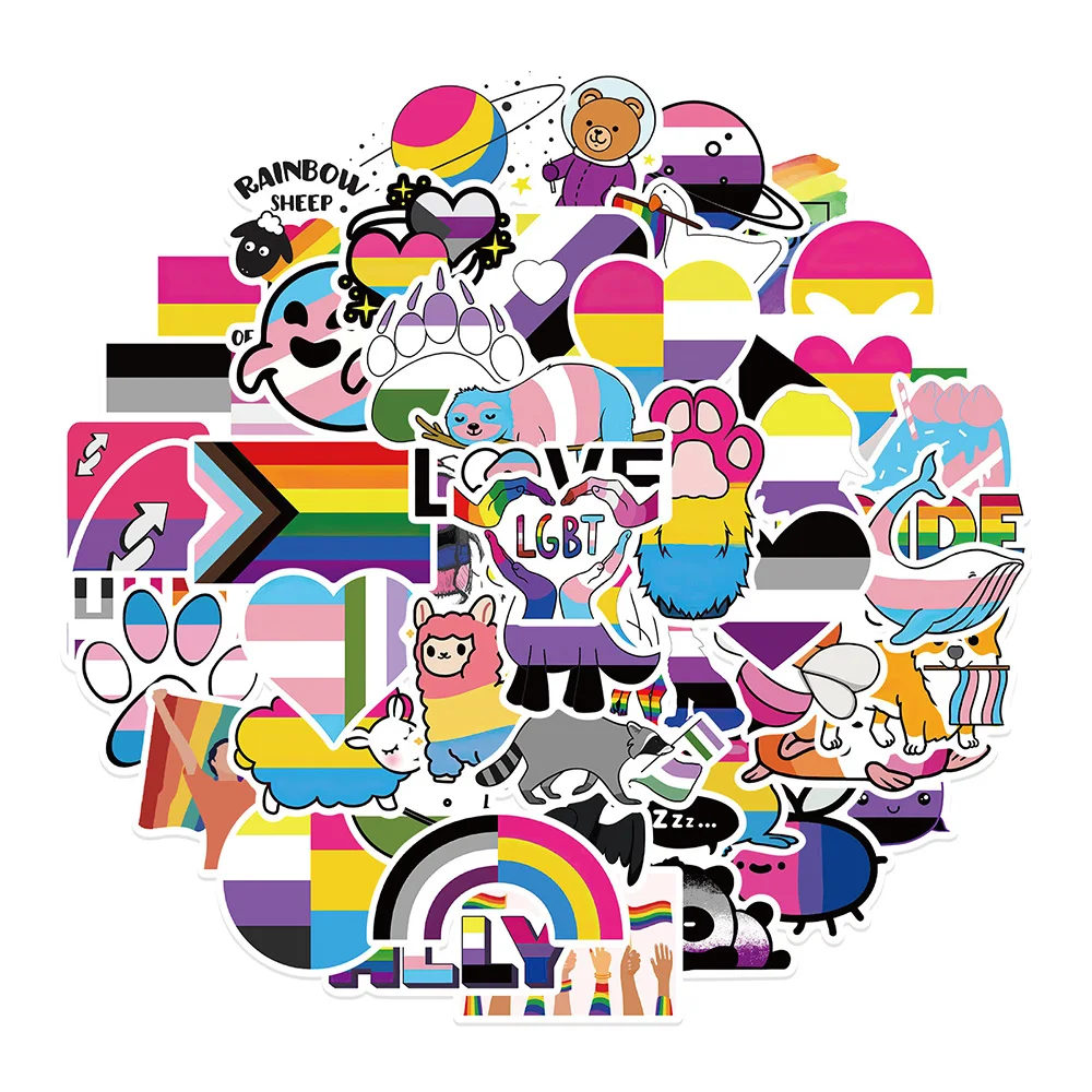 10/30/52PCS LGBT Mix Pride Homosexuality Cartoon Sticker DIY Laptop Luggage Skateboard Graffiti Decals Sticker for Kid Toys Gift