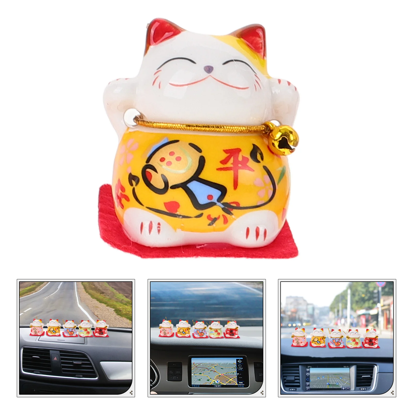 

5Pcs Ceramic Maneki Neko Decor Cat Statue for Desktop Garden Ornament Cute Miniature Animal Figure Home Courtyard Accessories