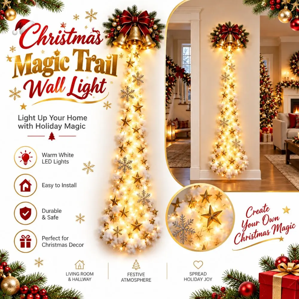 Wall Mounted Christmas Magic Trail Wall Light Warm White Lights Christmas Theme Style Christmas Trail Wall Light
