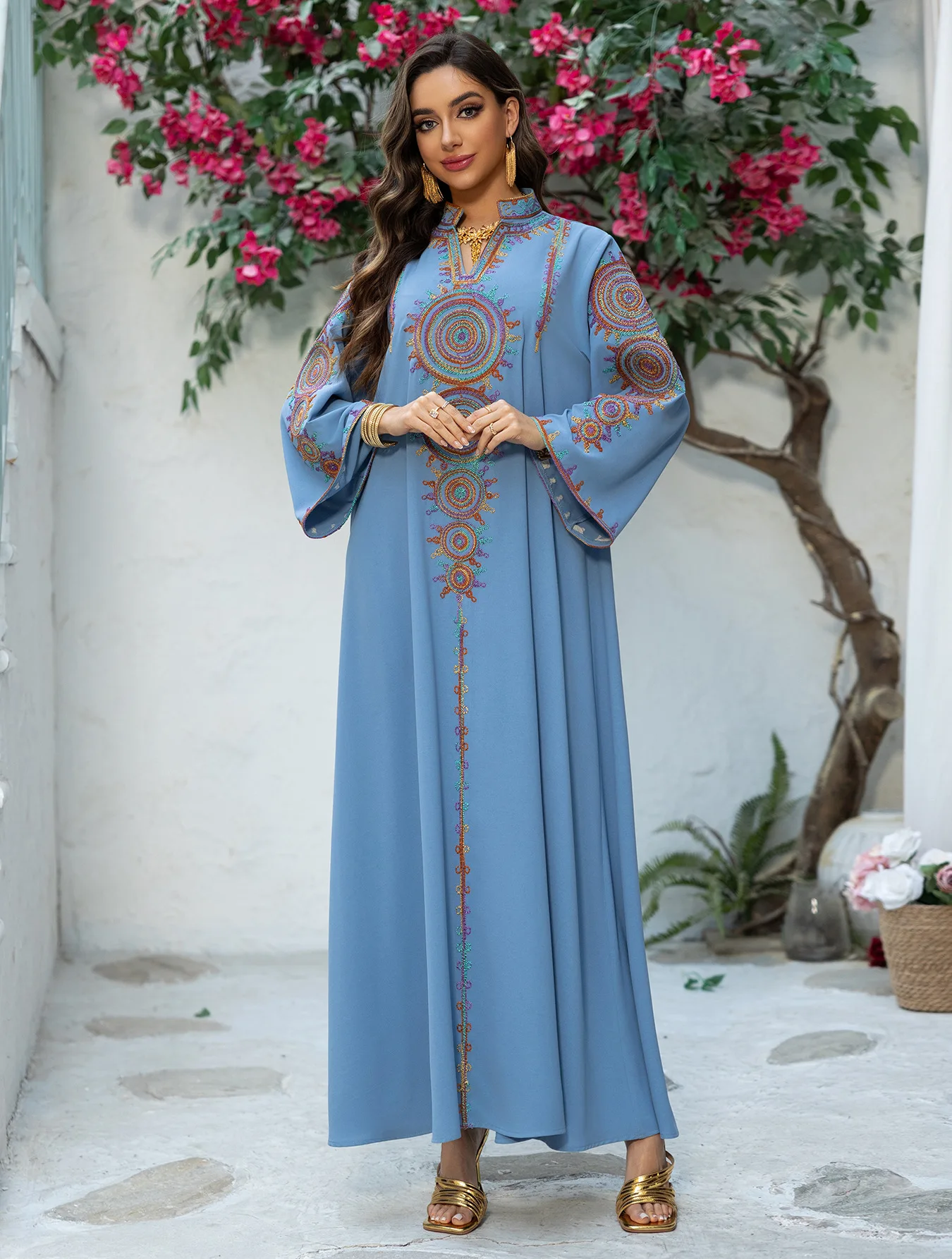 

Eid Muslim Dress for Women Abaya Ramadan Embroidery Robe Moroccan Caftan Islam Clothing Djellaba Dubai Abayas Jalabiya Vestidos