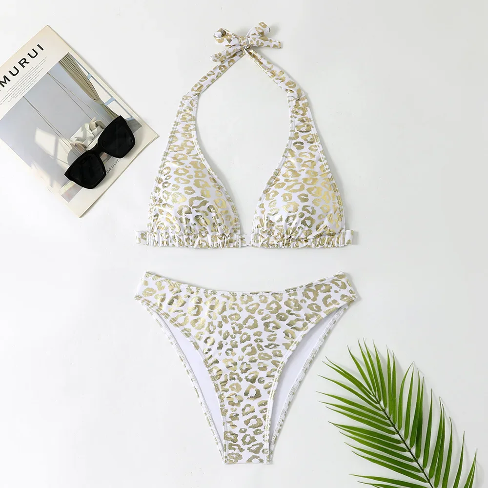 

Женский бронзовый золотой купальник с леопардовым принтом, пляжная одежда, сексуальный комплект микро бикини, купальник из двух предметов, стринги, бикини, летний купальный костюм 2025