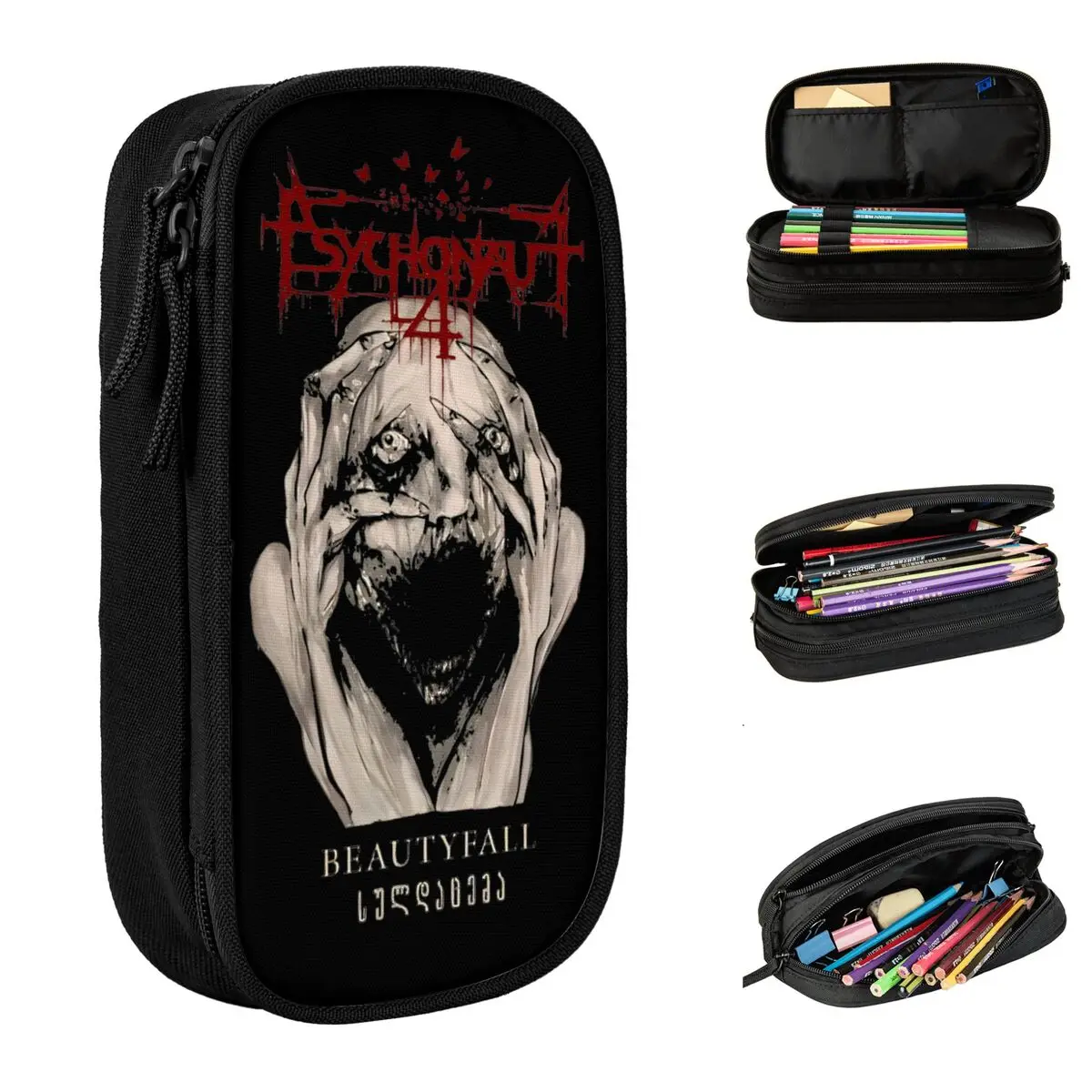 PSYCHONAUT 4 Rock Metal BAND Pencil Case New Pen Holder Bags Student Big Capacity School Supplies Gifts Pencil Box