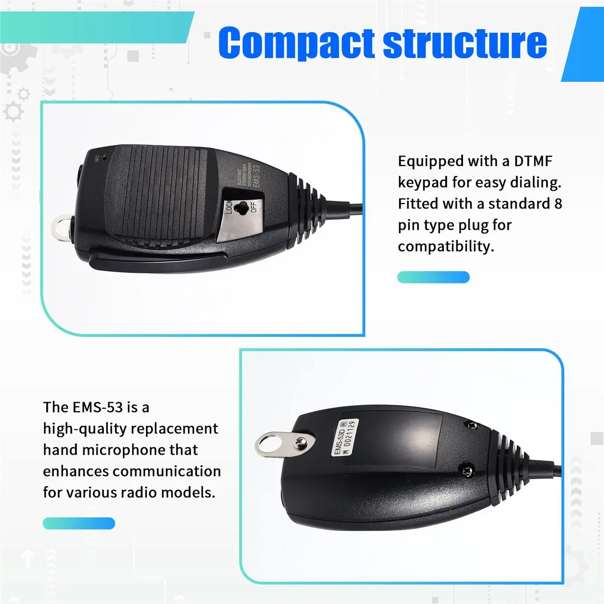 DT81 For ALINCO EMS-53 8pin DTMF Microphone for Walkie Talkie DR245PL DR-03 DR-06 DR-135 DR-235 DR-435 DR-635