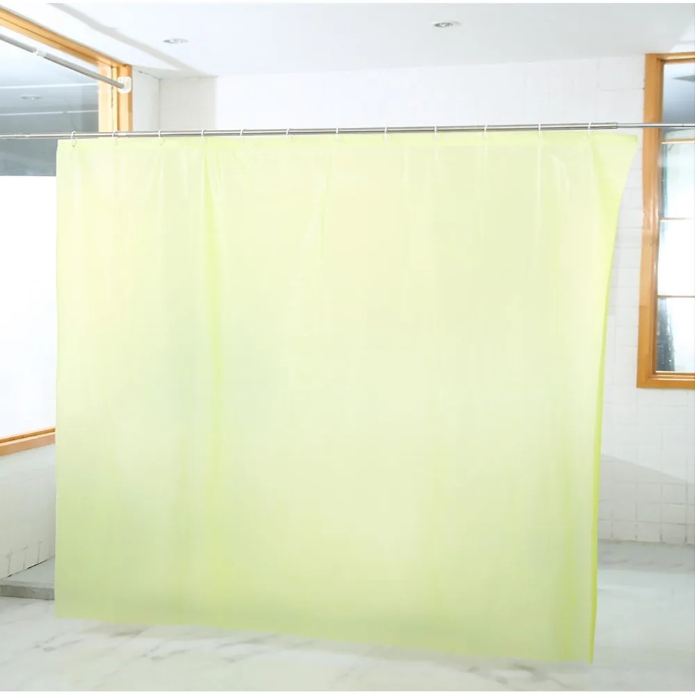 Extra Long Shower Curtain PEVA Mildew Proof Bathroom Curtain Waterproof Bath Curtains With Hook Solid Color Breathable