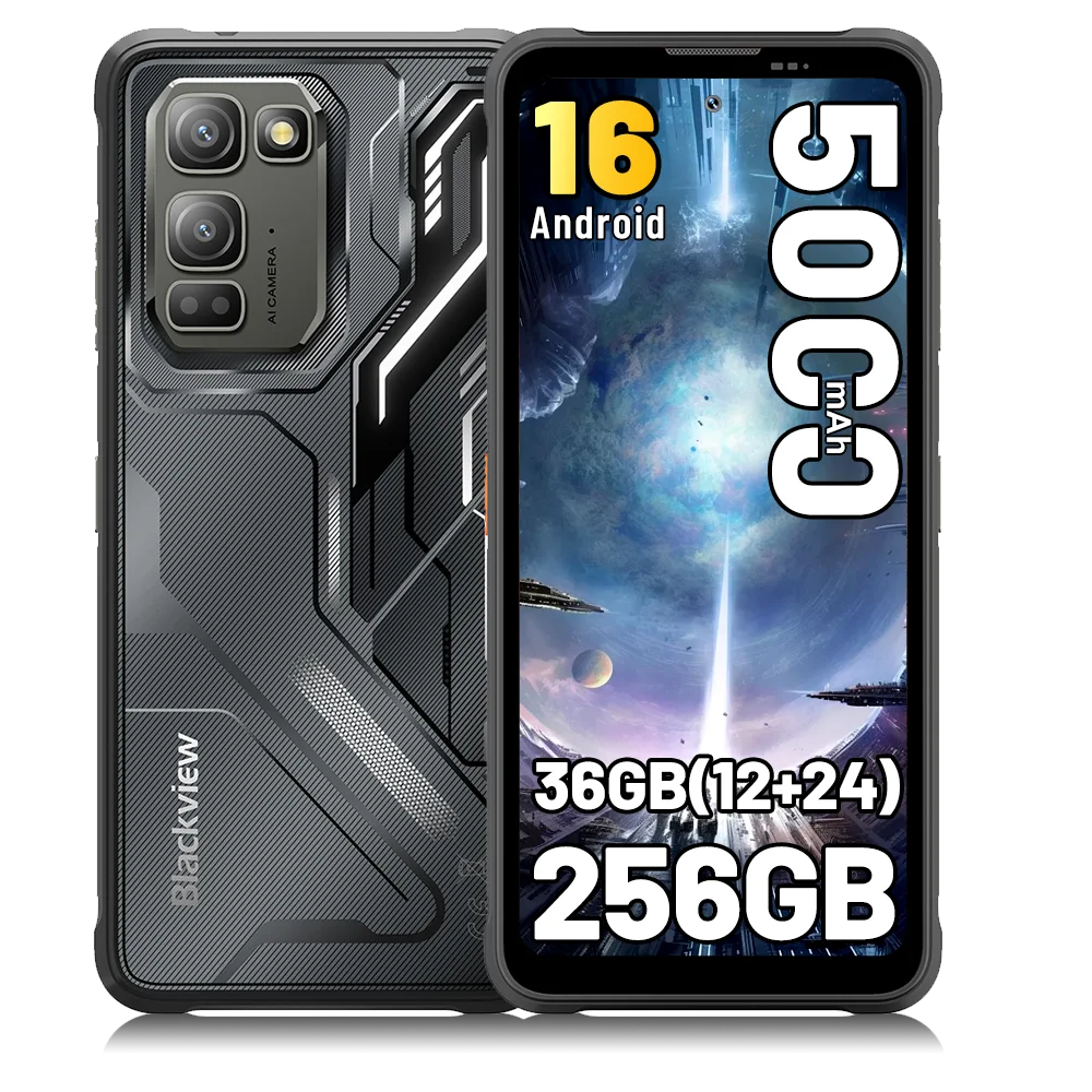 [Versand aus Polen] [Ohne EU-Ladegerät] Robustes Smartphone Blackview FORT 5, 36 GB (12+24) + 256 GB, 6.78" HD+ IPS Display, 5000 mAh Akk