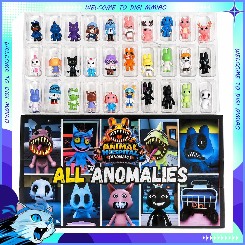 24/30pcs Animal Hospital Figure Mini Terror Animal Hospital Figures Pvc Doll Halloween Decora Statue Collection Model Toy Gift