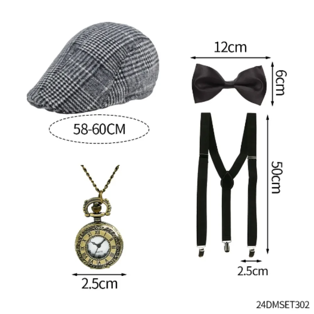 Opa verkleed met eendenbekkap, zakhorloge, stropdas, bril, pijp en andere accessoires geschikt voor feestdecoratie