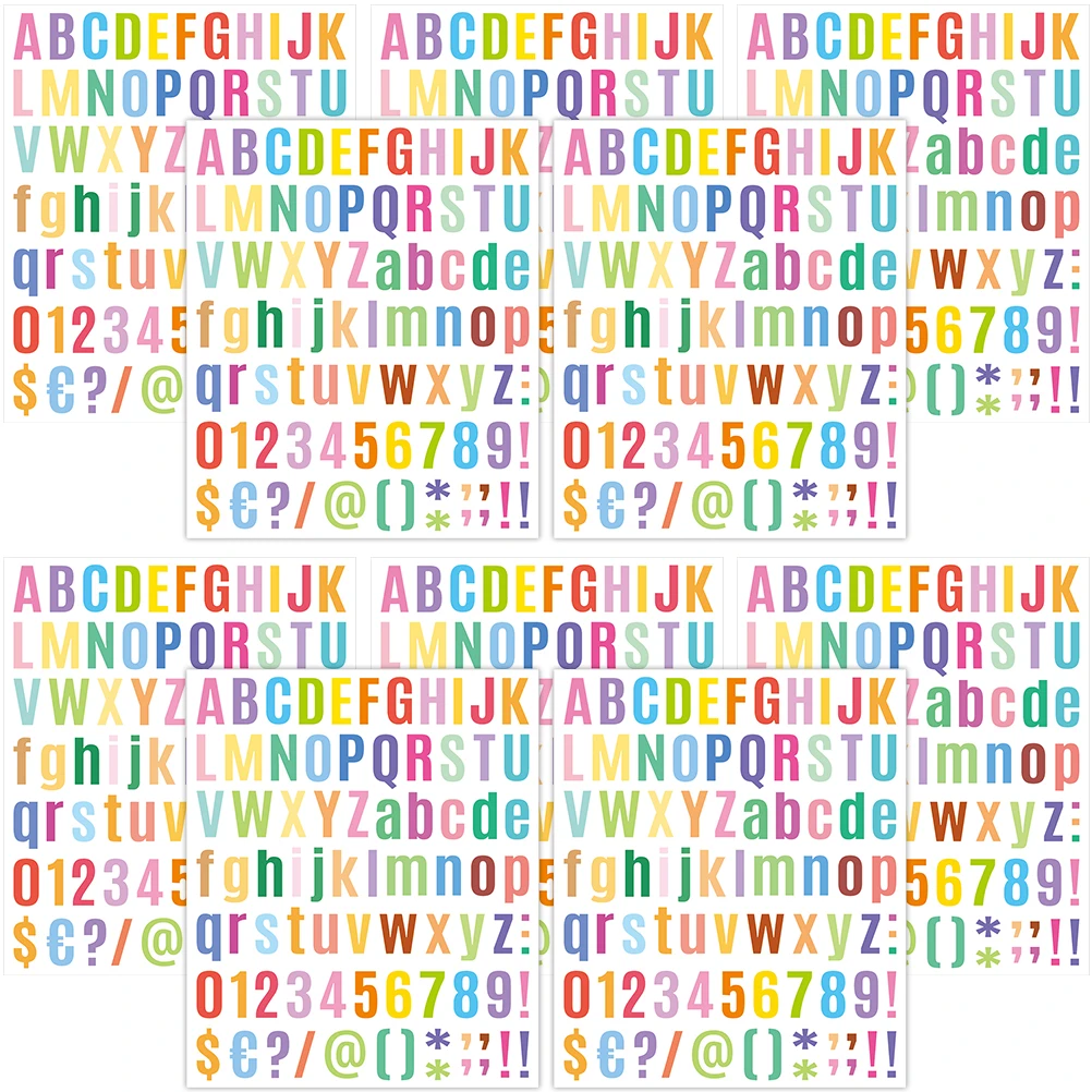 10 Sheets Colorful Numbers Letters Stickers Waterproof DIY Alphabet Decals Scrapbooking Vinyl Labels Craft Supplies