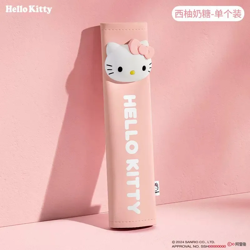Sanrio hello kitty capa de cinto de segurança do carro macio decorar triângulo ajustável crianças cinto de segurança almofada clipes proteção acessórios do carro