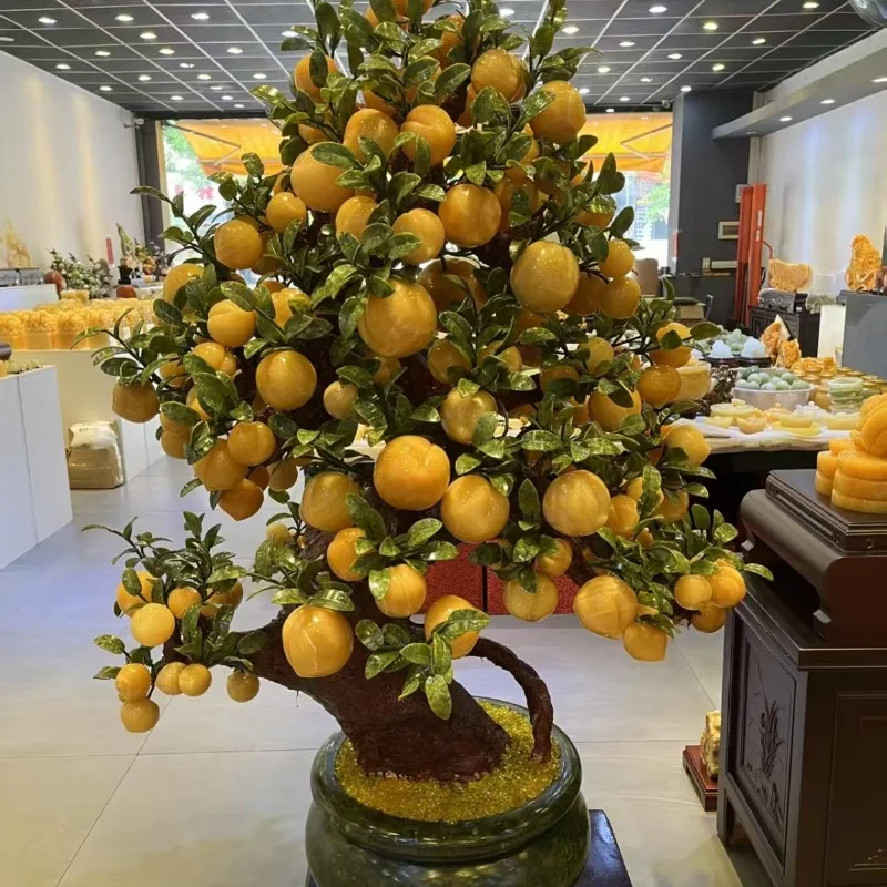 Natural Topaz Round Basin Jade Shoutao Pan Peach Jade Villa Hotel Jade Ornament Vietnamese Crafts Ornament