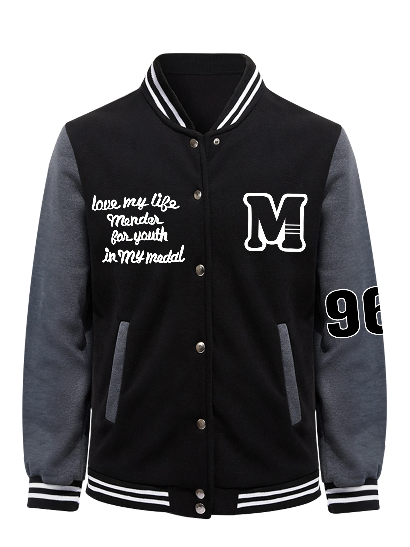 

Love My Life Mender Youth In My Medal Print Men Streetwear Hip Hop Button Jacket Casual Loose Baseball Jersey Autumn Unisex Top