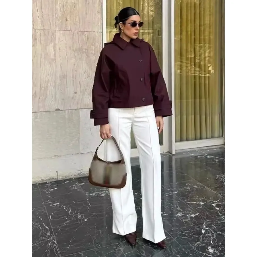 

Women's Windbreaker Outerwear Hooded Cropped Jaet Trench Coat Cleanfit Sle Winter Collection Other Material 00%