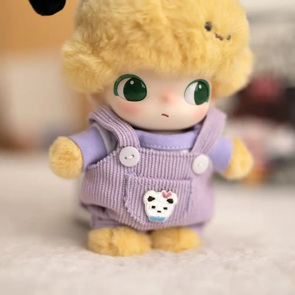 

Милая мини-плюшевая кукла, костюм вишневого цвета для 17 см, одежда Labubu, клетчатый комбинезон, наряд с бантом, аксессуар, модные подарки