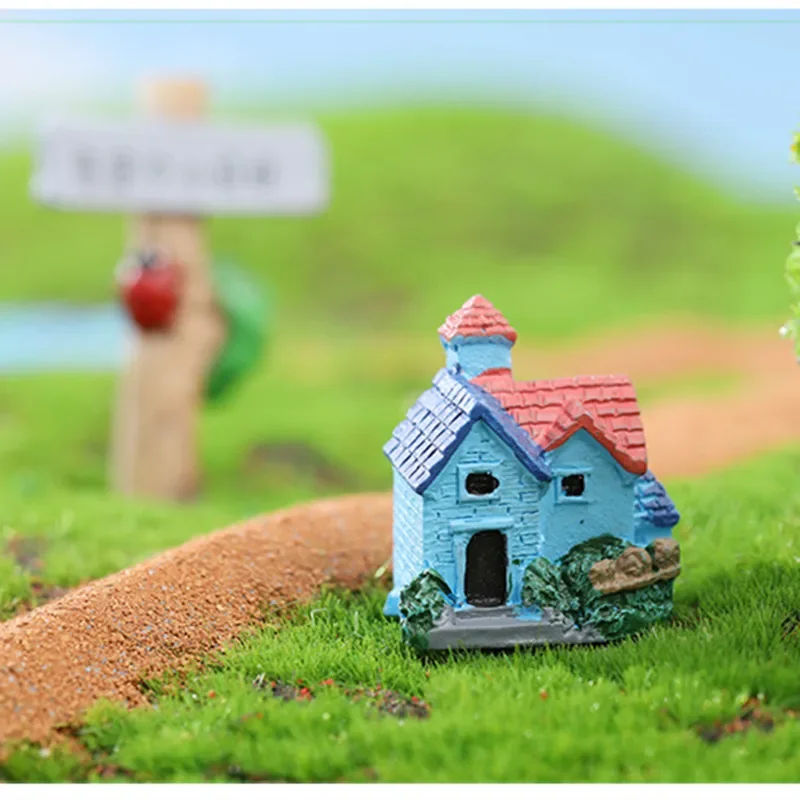 1 Pcs European-style Country Villa Mini Simulation Small House Macaroon Color Microlandscape DIY Decorative Ornaments