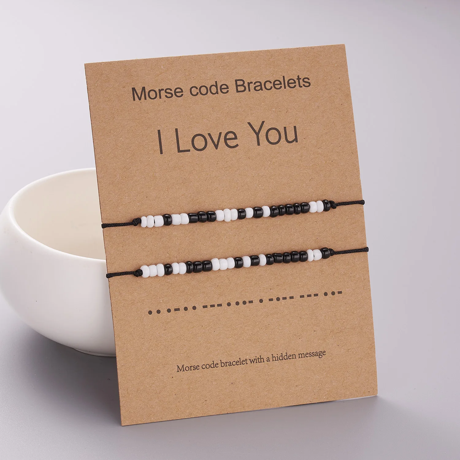 2pcs/Set I Love You Morse Code Bracelet Handmade Adjustable Beaded Romantic Valentine's Day Gift For Lovers Couple Jewelry