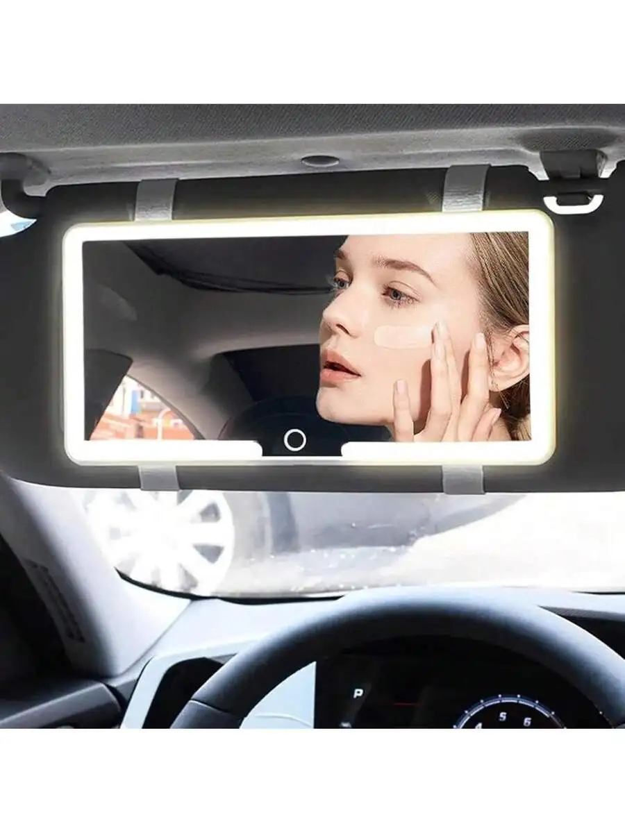 

Rechargeable Car Sun Visor Vanity Mirror With 3 Light Modes And Dimmable Touch Screen
