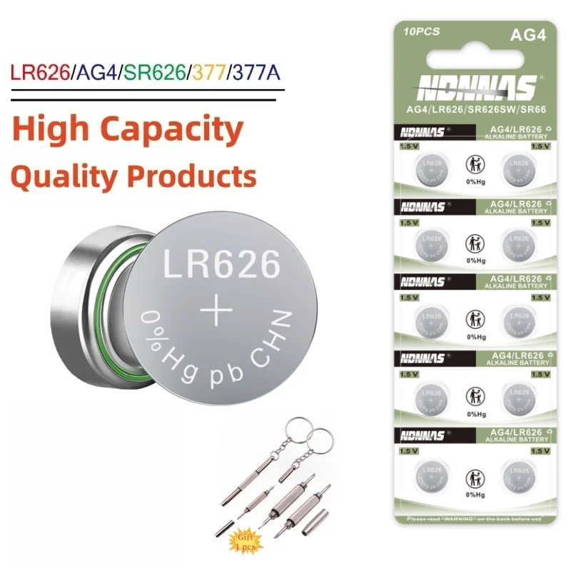 10 piles bouton AG4 SR626SW LR626 SR626 626SW 377A V377 1,5 V pour mini lampe torche, jouet, thermomètre