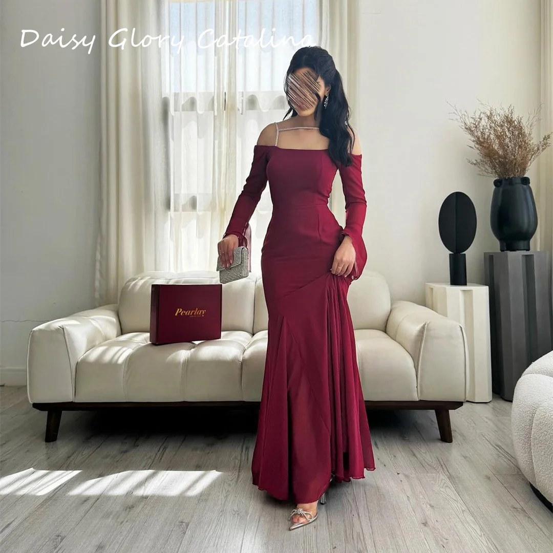 Formal Occasion Dresses Red Mermaid Floor Length Evening Dresses Luxury Prom Dresses Saudi Arabia Formal Wedding Party Dress