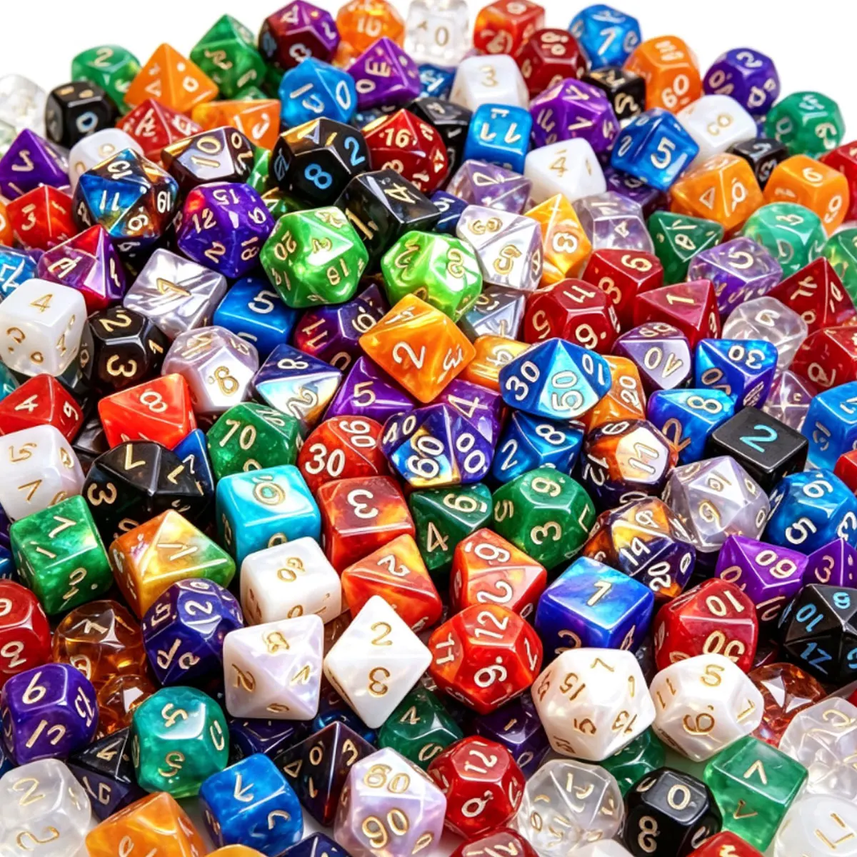 49Pcs 7-Color Polyhedral Dice Set – 7 Complete Sets D4-D20 with 7 Storage Pouches, Random Colors, Versatile Gaming  ZSY