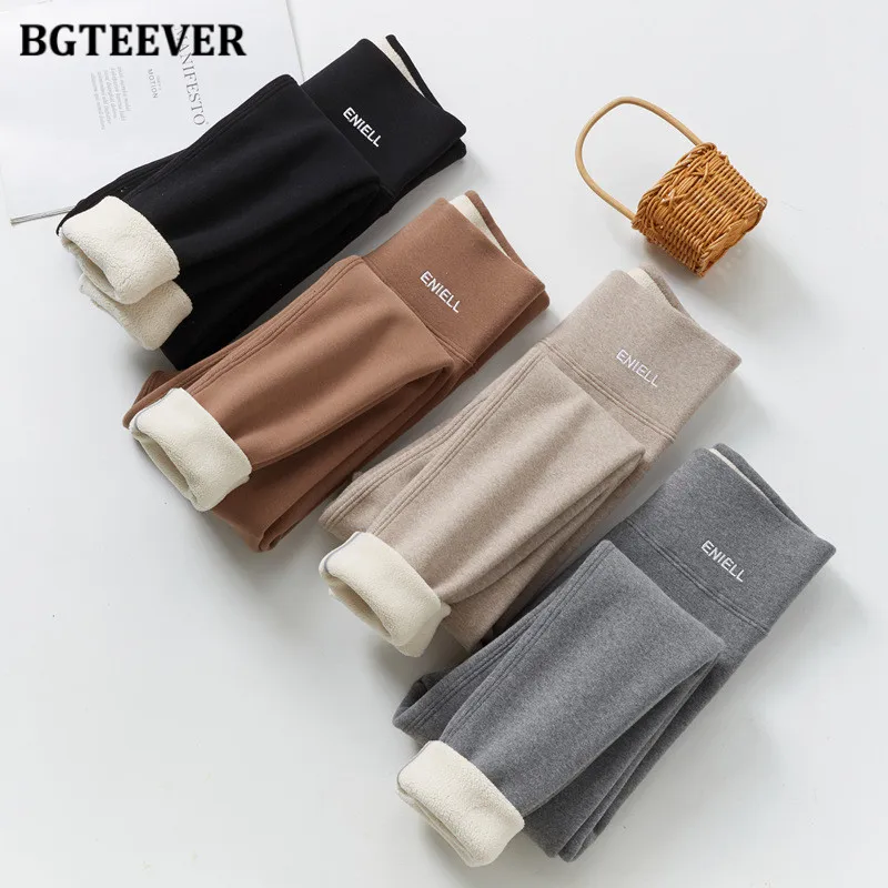 

BGTEEVER 350g Thicken Thermal Velvet Cotton Leggings for Women Slimming Stretched Winter Thermal Fleece Pants for Women