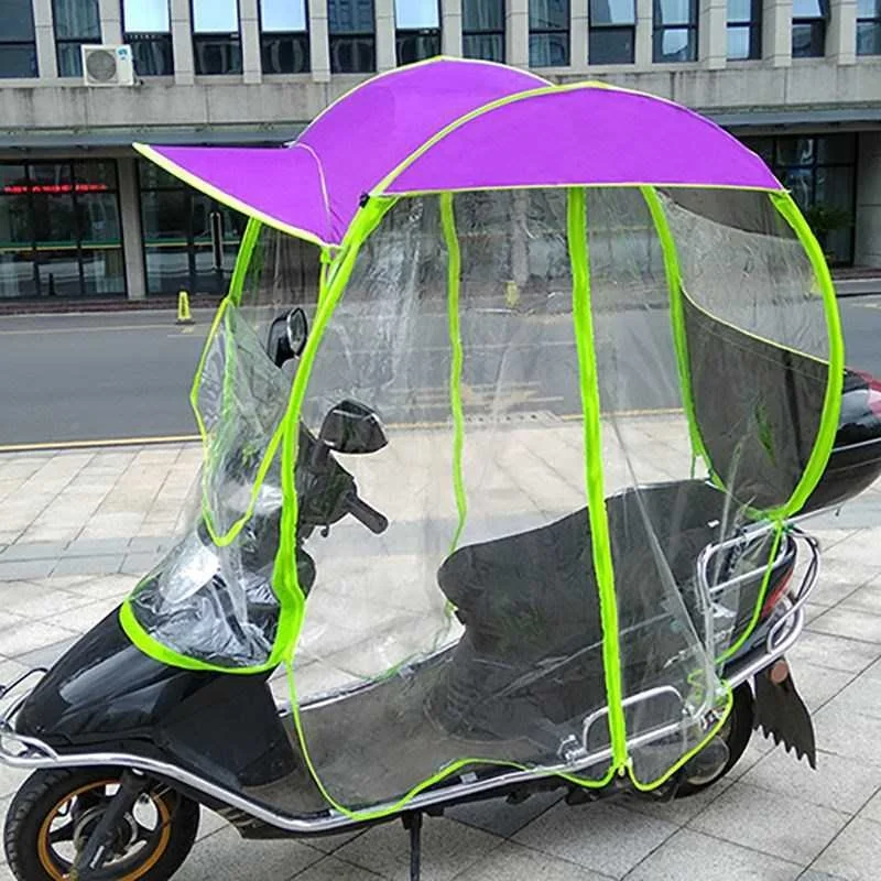 Vendita calda copertura completa scooter ombrello coperto bici elettrica impermeabile antivento parasole moto per la pioggia