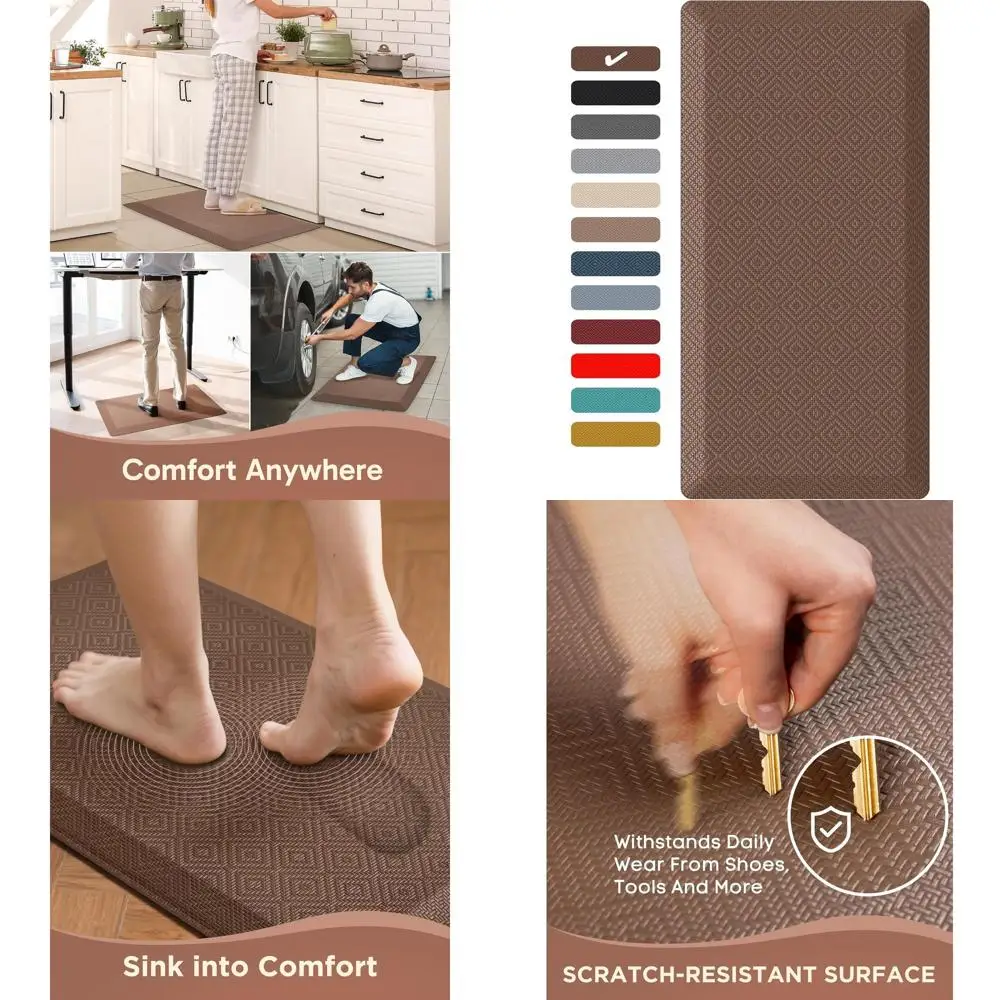 

Толстый коврик 3/4 для кухни и офиса, 20x39, водонепроницаемый, комфортный, нескользящий, коричневый