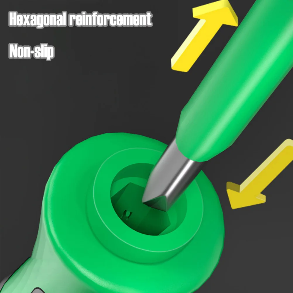 Green Dual Purpose Magnetic Screwdriver with Cross Flat Ends Made of Chromium Vanadium Steel for Reliable Daily Repairs
