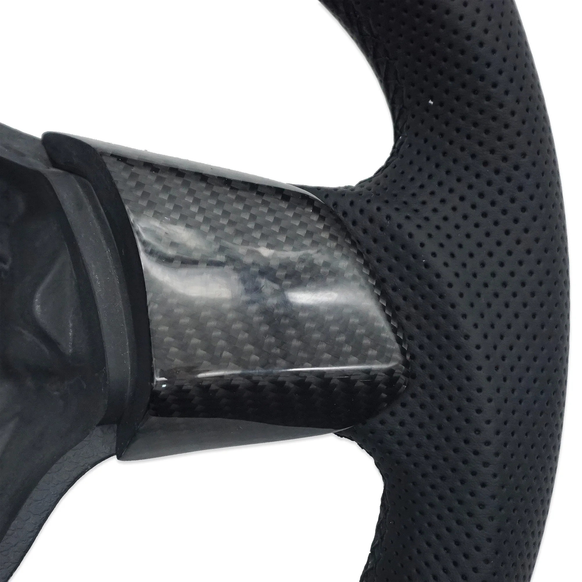 Leather Half Perforate Steering Wheel(Without Paddle Shifters)for VW Volkswagen Golf 6 MK6 CC Passat B7 Tiguan Black Stitching view 3